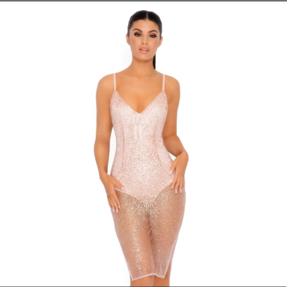 Oh Polly: see through embellished midi dress